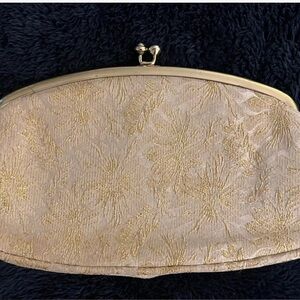 🇺🇸Vintage 60s Avon by Kadin Clutch "Evening Lights" Gold Floral Purse